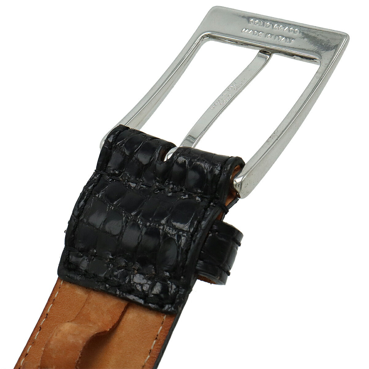 ETRO Crocodile Leather Belt Black Silver