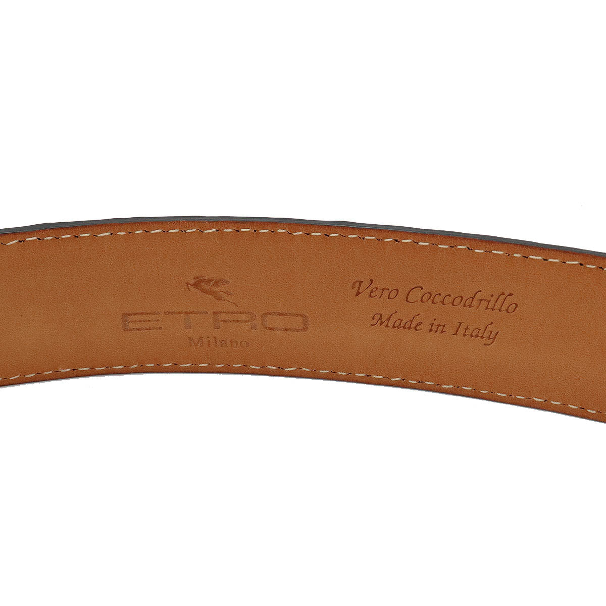 ETRO Crocodile Leather Belt Black Silver