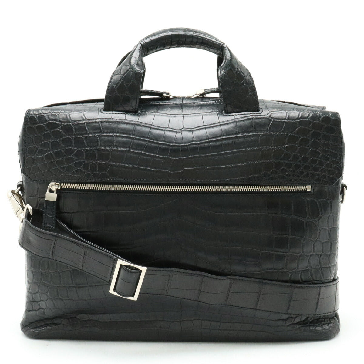 Crocodile Leather Business Briefcase 2WAY Black