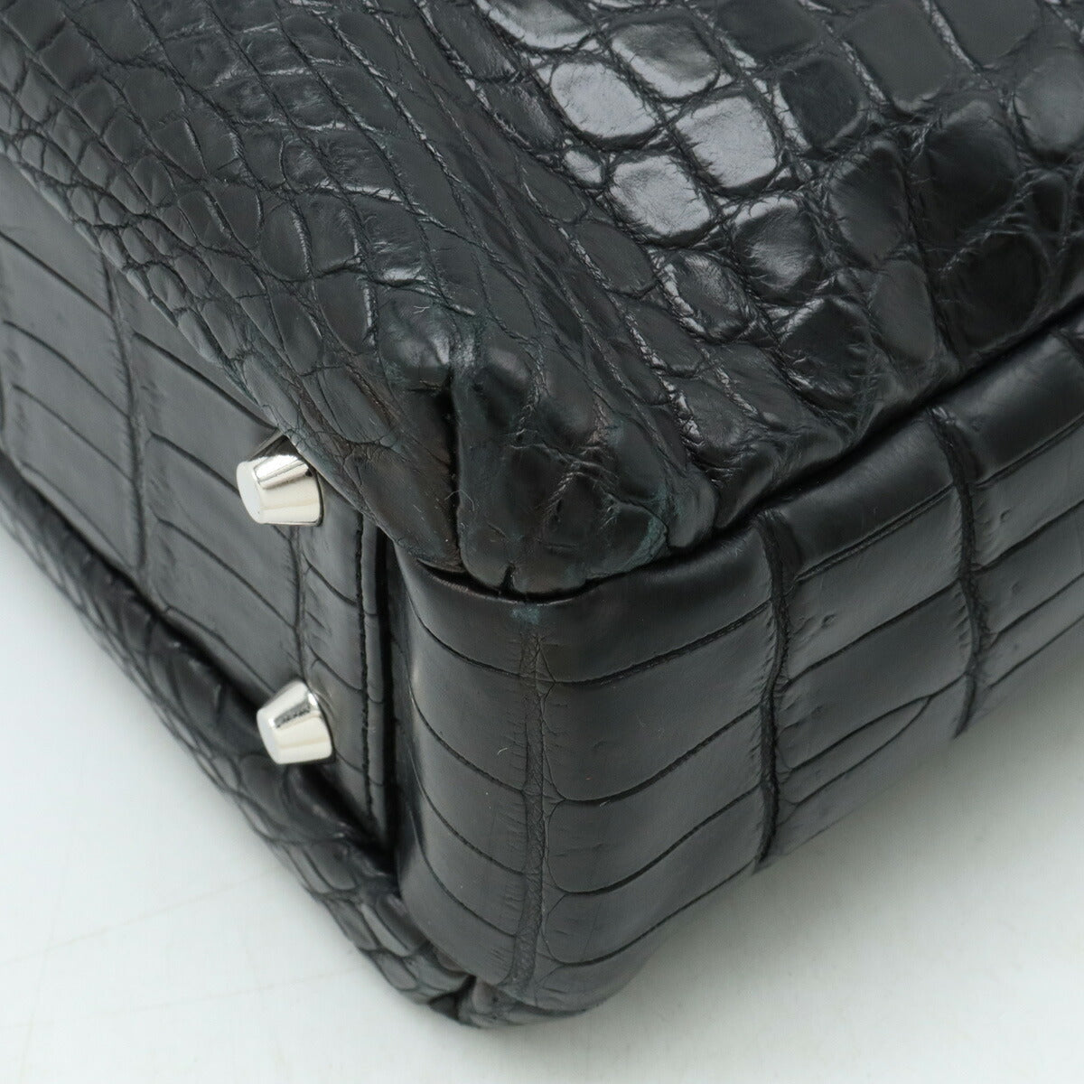 Crocodile Leather Business Briefcase 2WAY Black