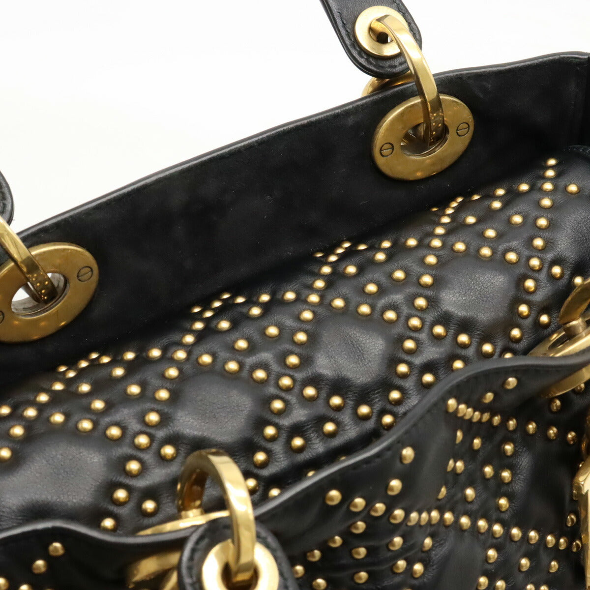 Dior Lady Dior Medium Studded Leather Handbag