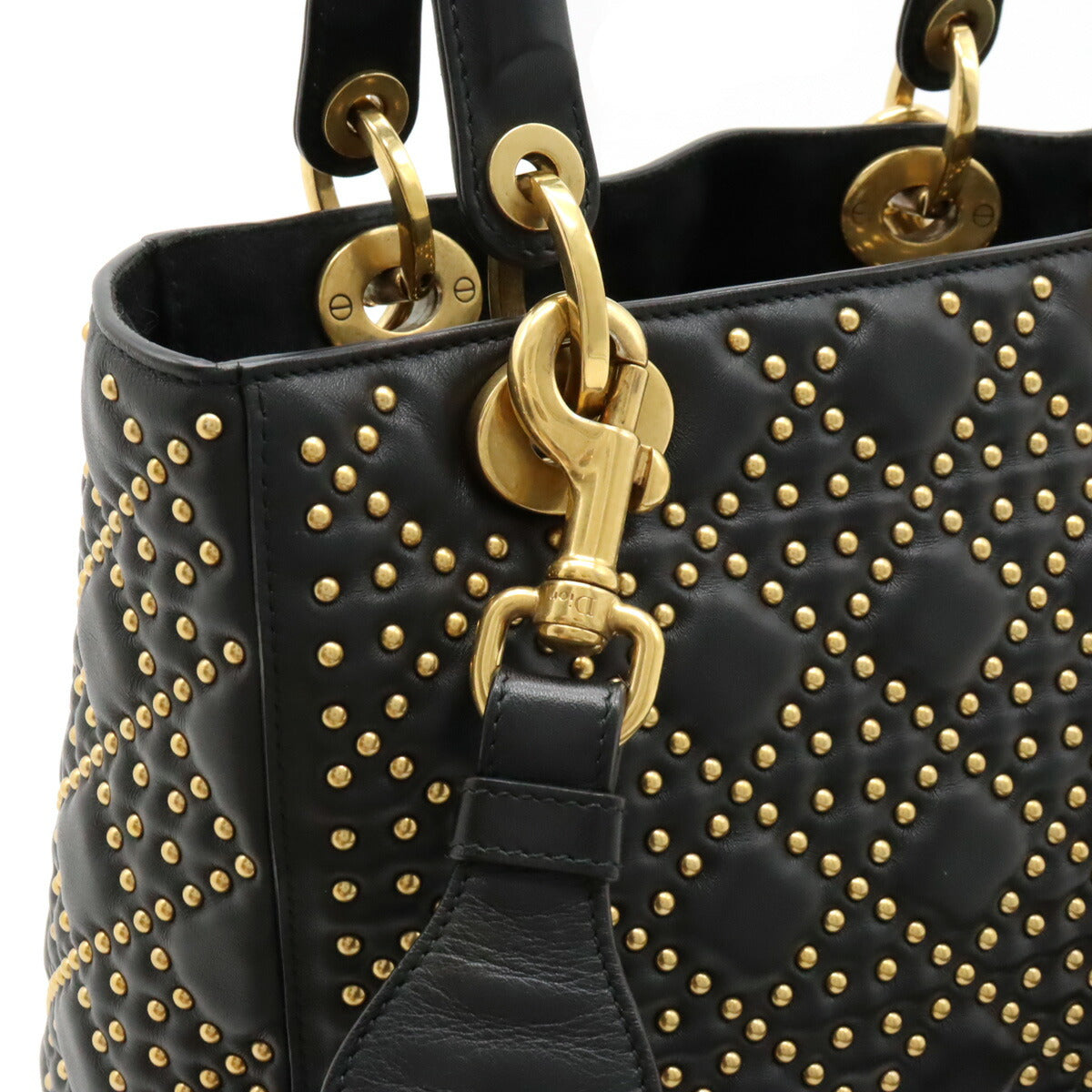 Dior Lady Dior Medium Studded Leather Handbag