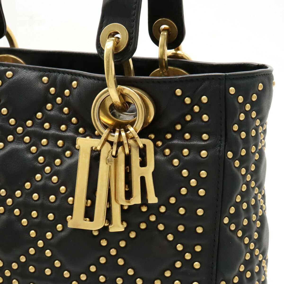 Dior Lady Dior Medium Studded Leather Handbag