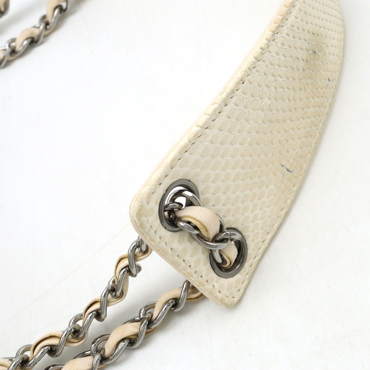 Chanel Cotton Canvas/Python Coco Mark Chain Shoulder Bag in Very Good Condition