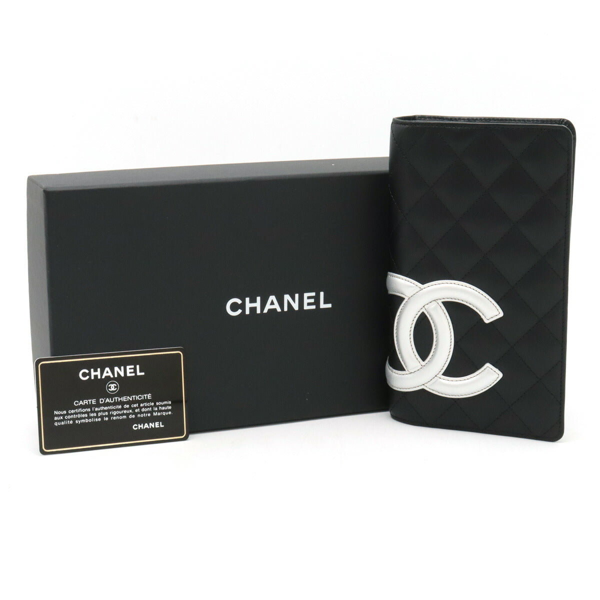 Chanel Cambon Line Bifold Wallet Black Leather