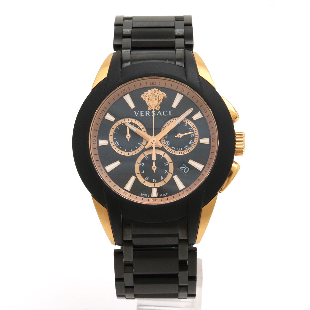 Versace Medusa Date Black Dial Chronograph Quartz Watch VEM8 in Great Condition