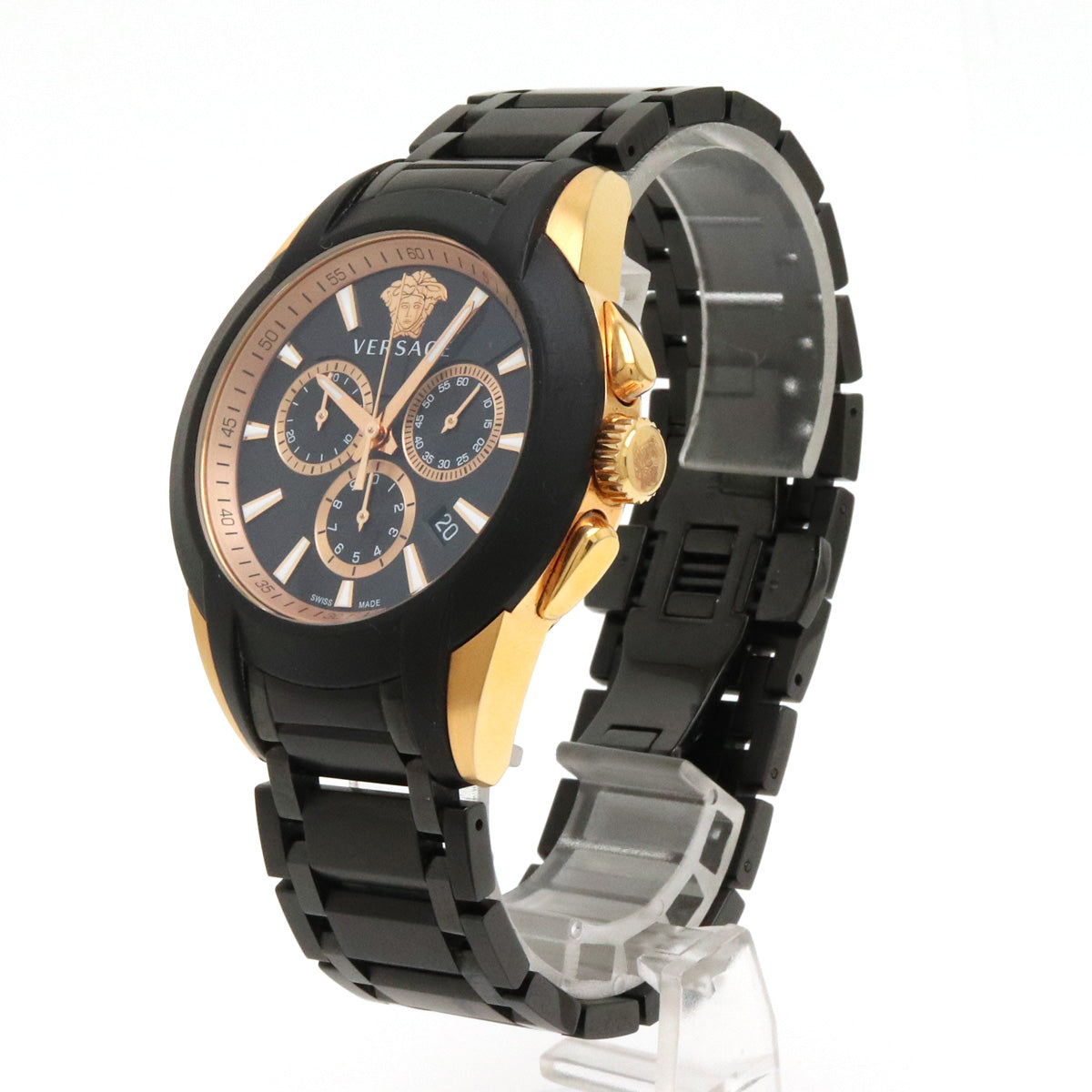 Versace Medusa Date Black Dial Chronograph Quartz Watch VEM8 in Great Condition