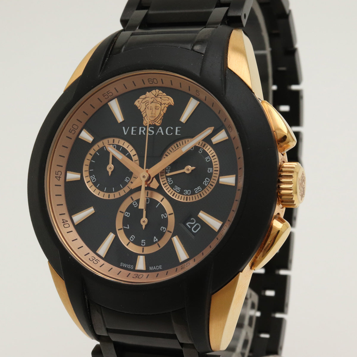 Versace Medusa Date Black Dial Chronograph Quartz Watch VEM8 in Great Condition