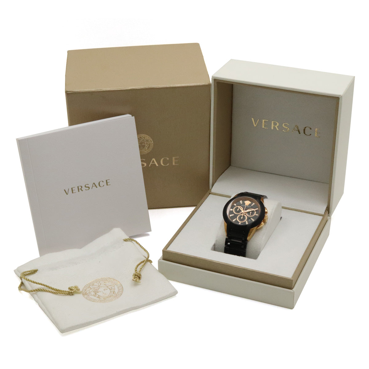 Versace Medusa Date Black Dial Chronograph Quartz Watch VEM8 in Great Condition