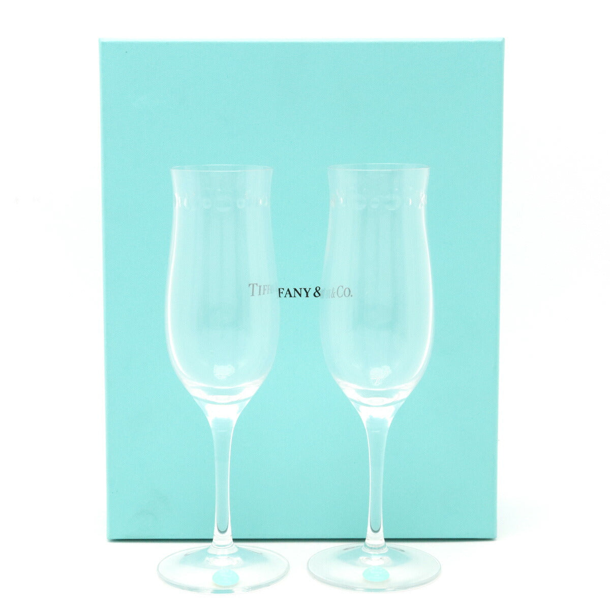 Tiffany & Co Swing Champagne Glass Pair Set 2pcs Crystal in Pristine Condition