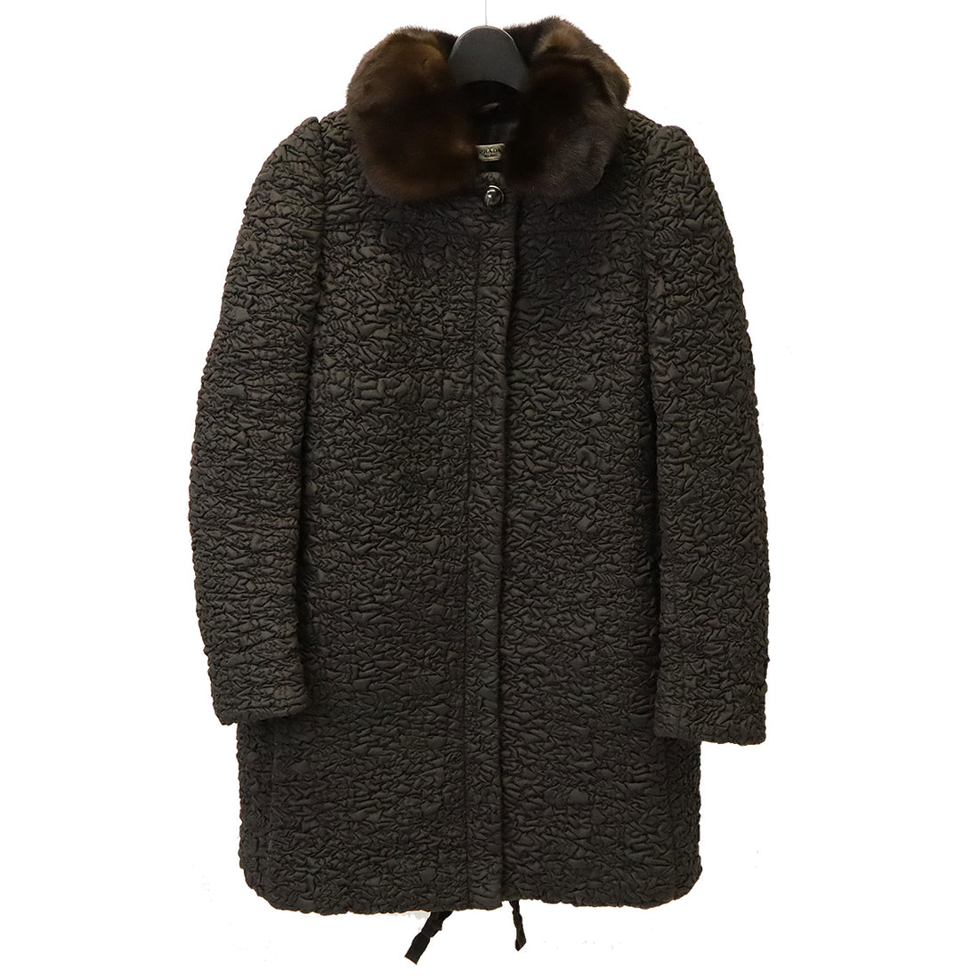 Prada Dark Brown Mink Fur Nylon Polyester Coat