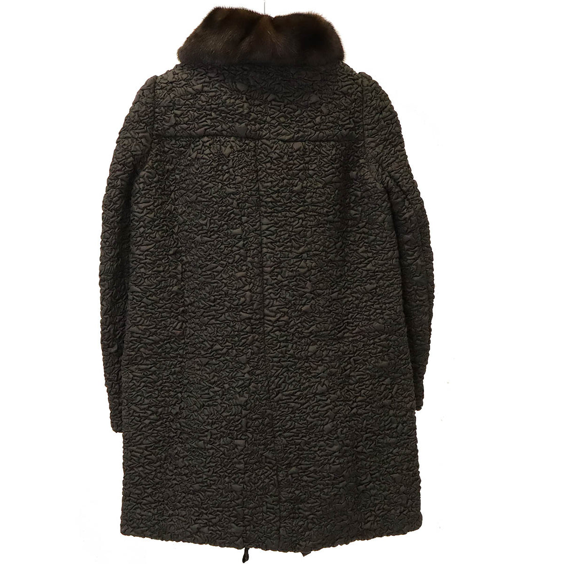 Prada Dark Brown Mink Fur Nylon Polyester Coat