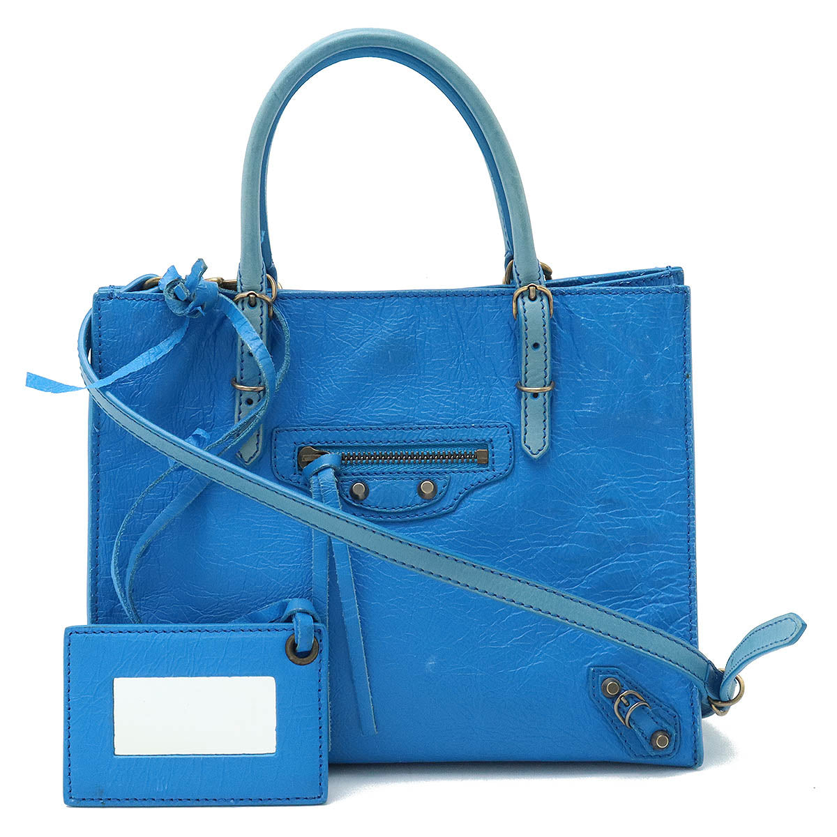 Balenciaga Mini Paper Leather Handbag Blue