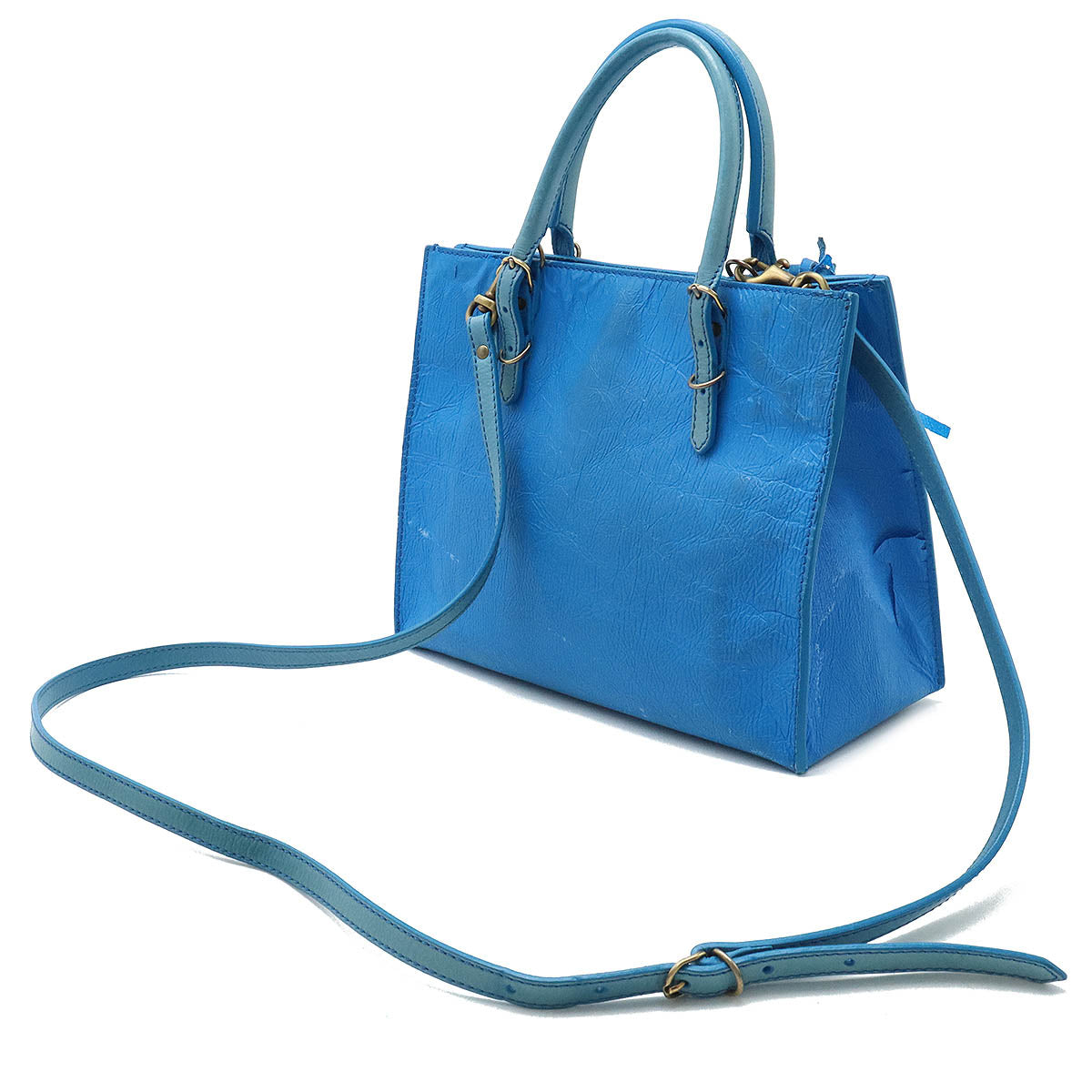 Balenciaga Mini Paper Leather Handbag Blue