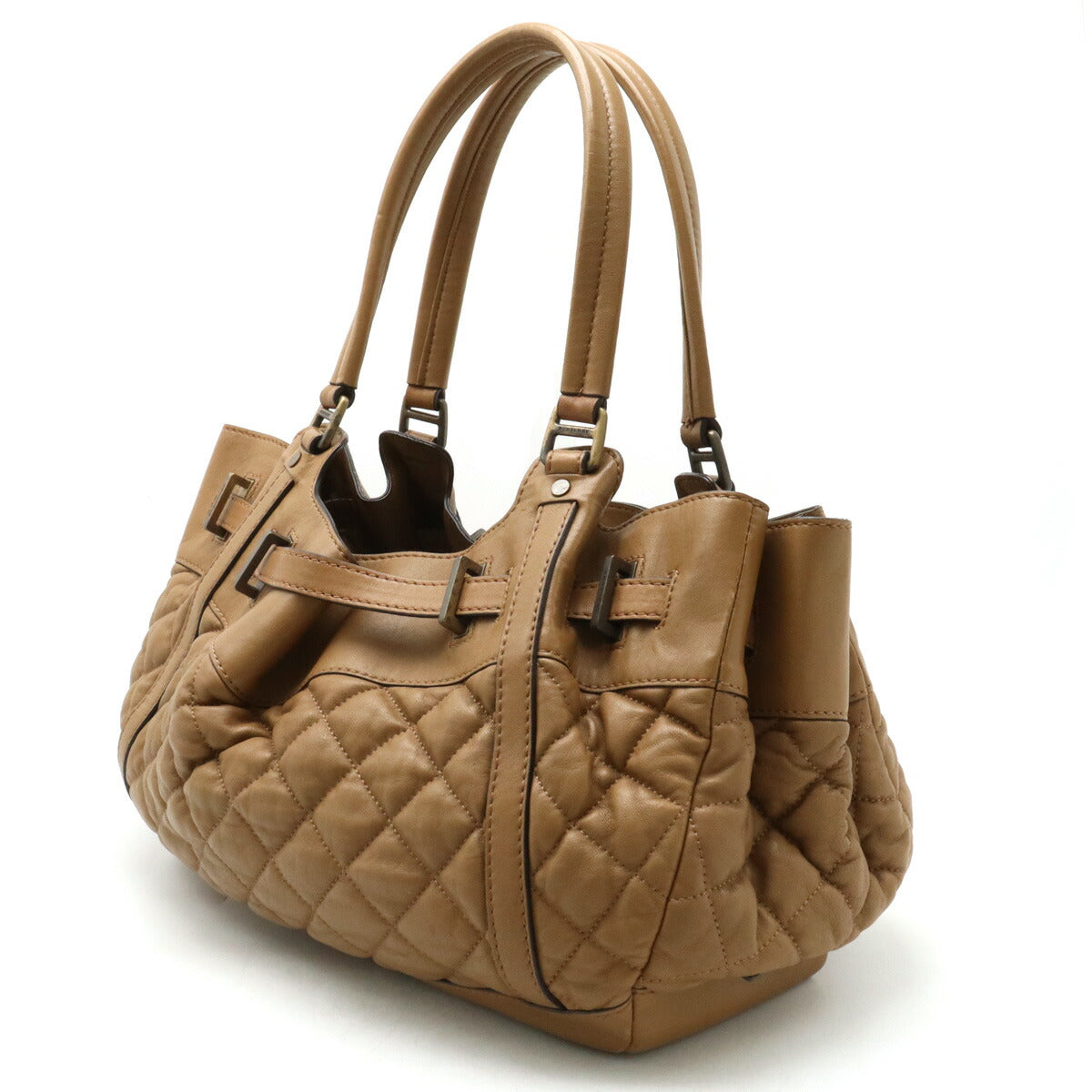 Burberry Quilted Leather Tote Bag Brown