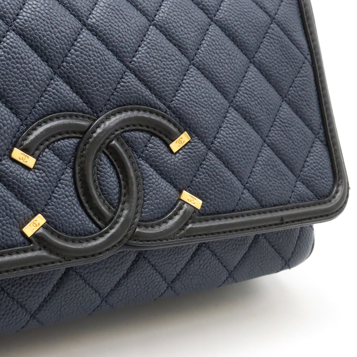 Chanel Caviar CC Filigree Flap Bag Navy