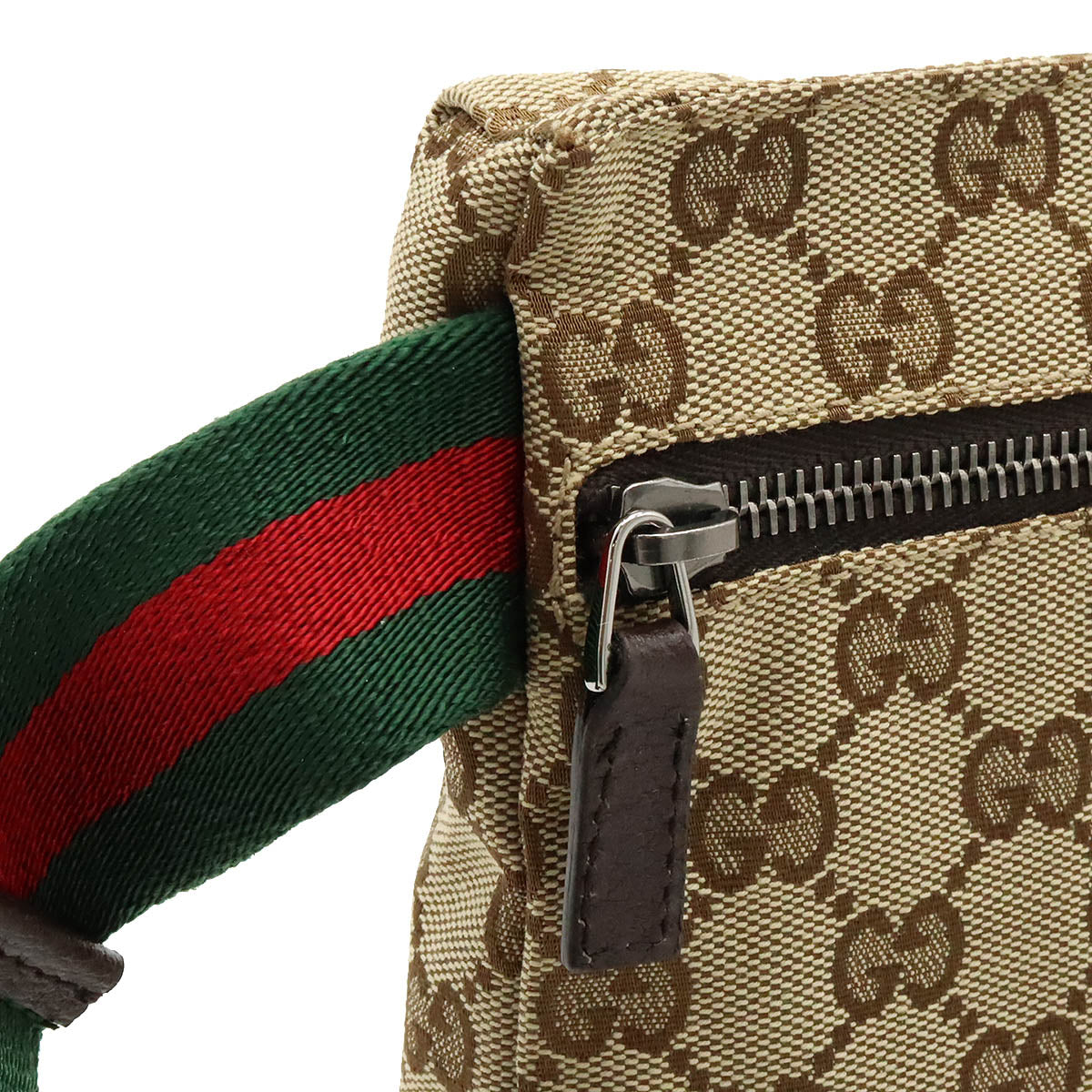 Gucci GG Canvas Leather Waist Bag 28566 in Pristine Condition