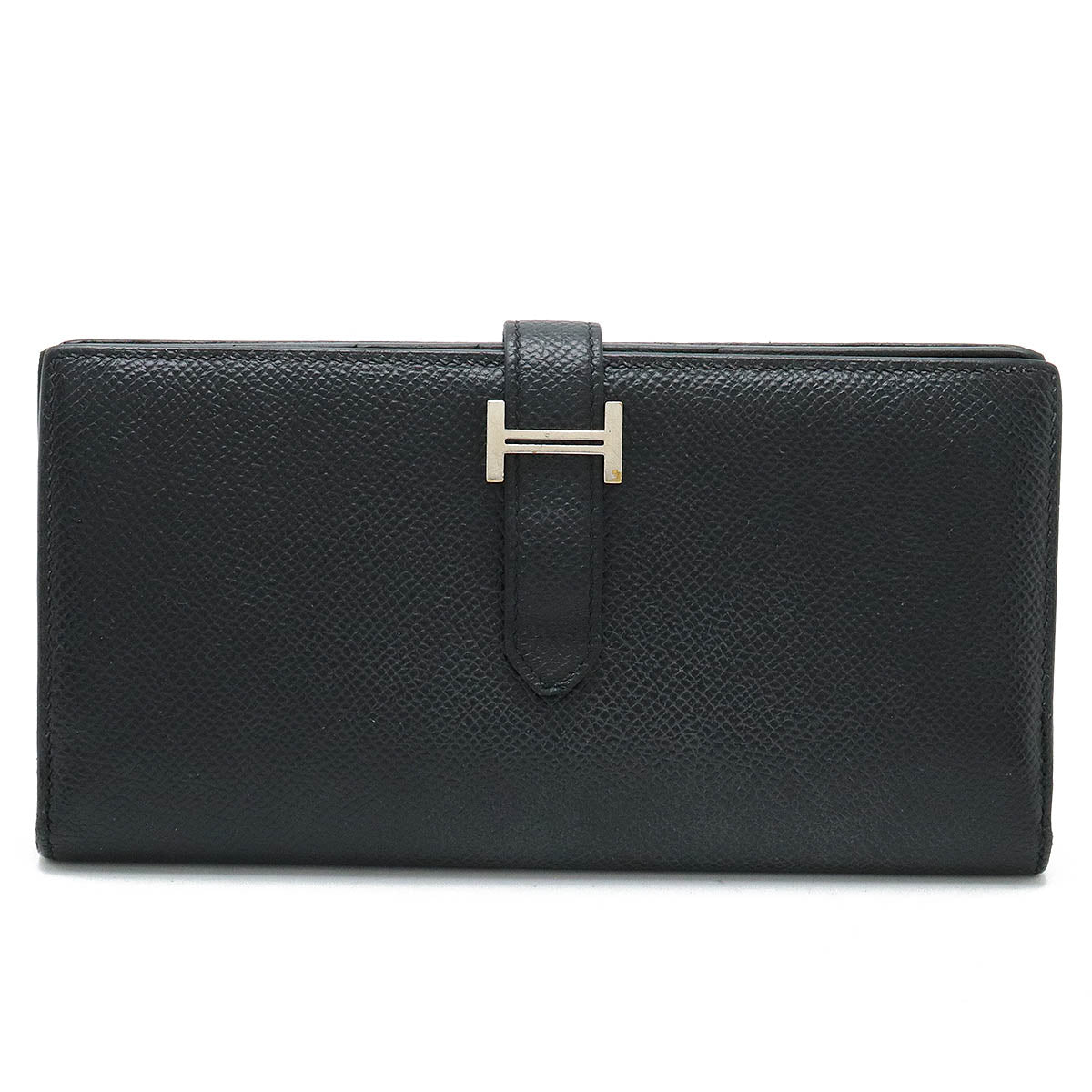 Hermes Bearn Souffle Long Wallet Black Leather in Very Good Condition