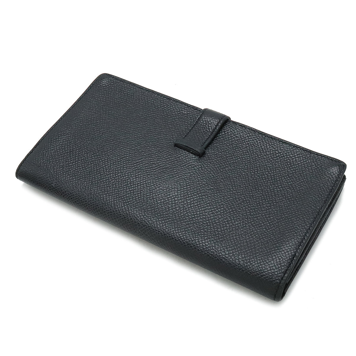 Hermes Bearn Souffle Long Wallet Black Leather in Very Good Condition