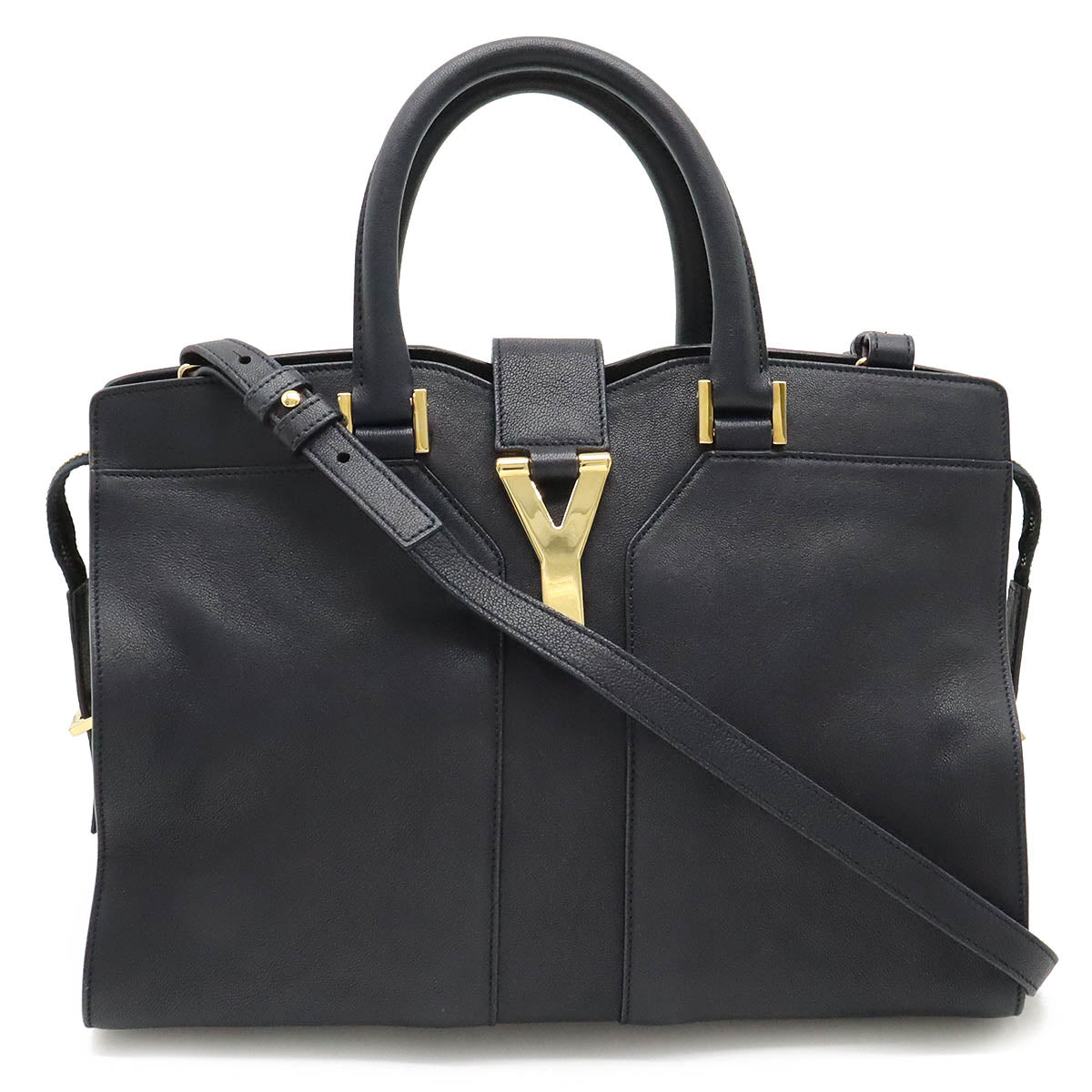 Yves Saint Laurent Y Line Cabas Chic Leather Handbag