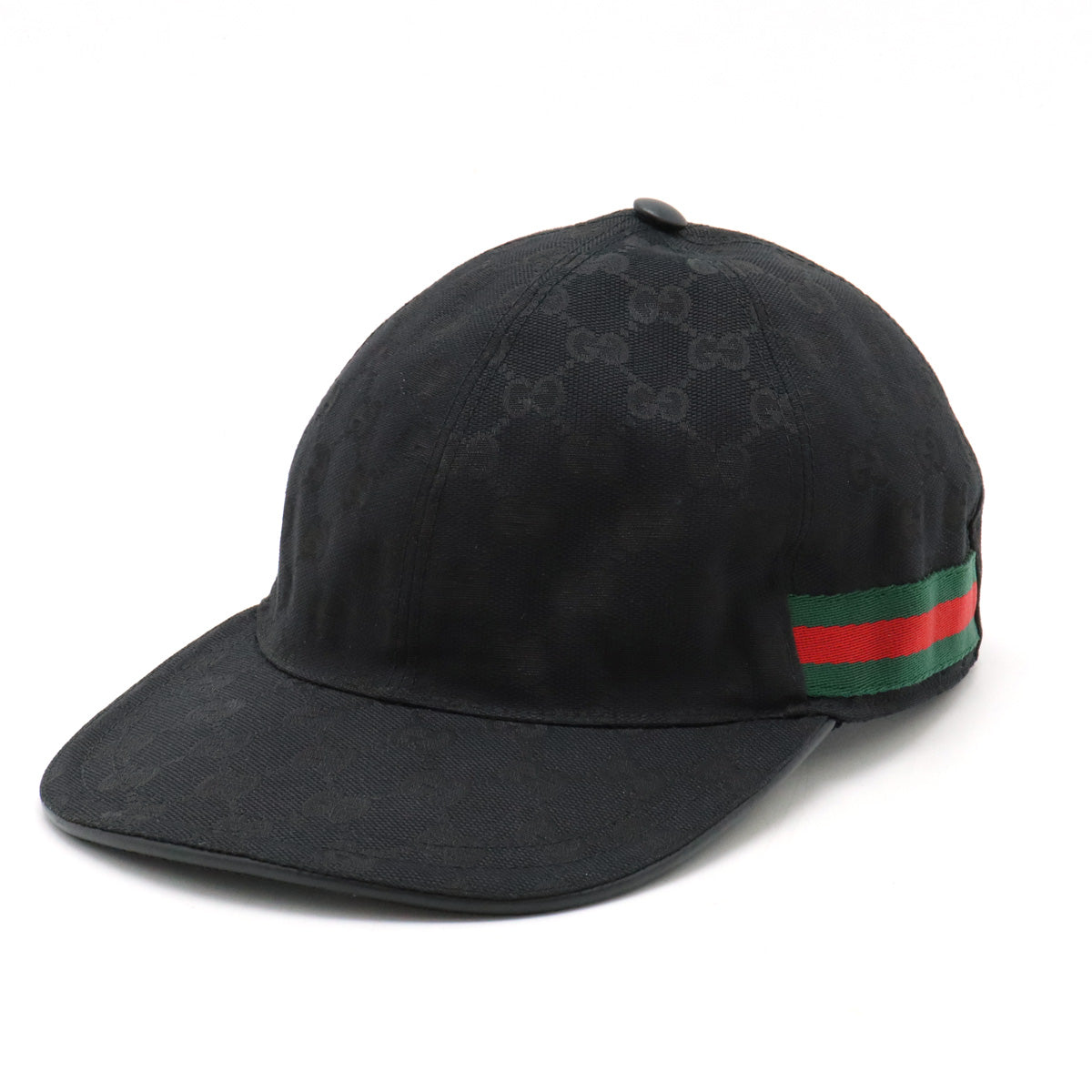 Gucci Original GG Canvas Baseball Cap Hat Black Red Green L in Great Condition