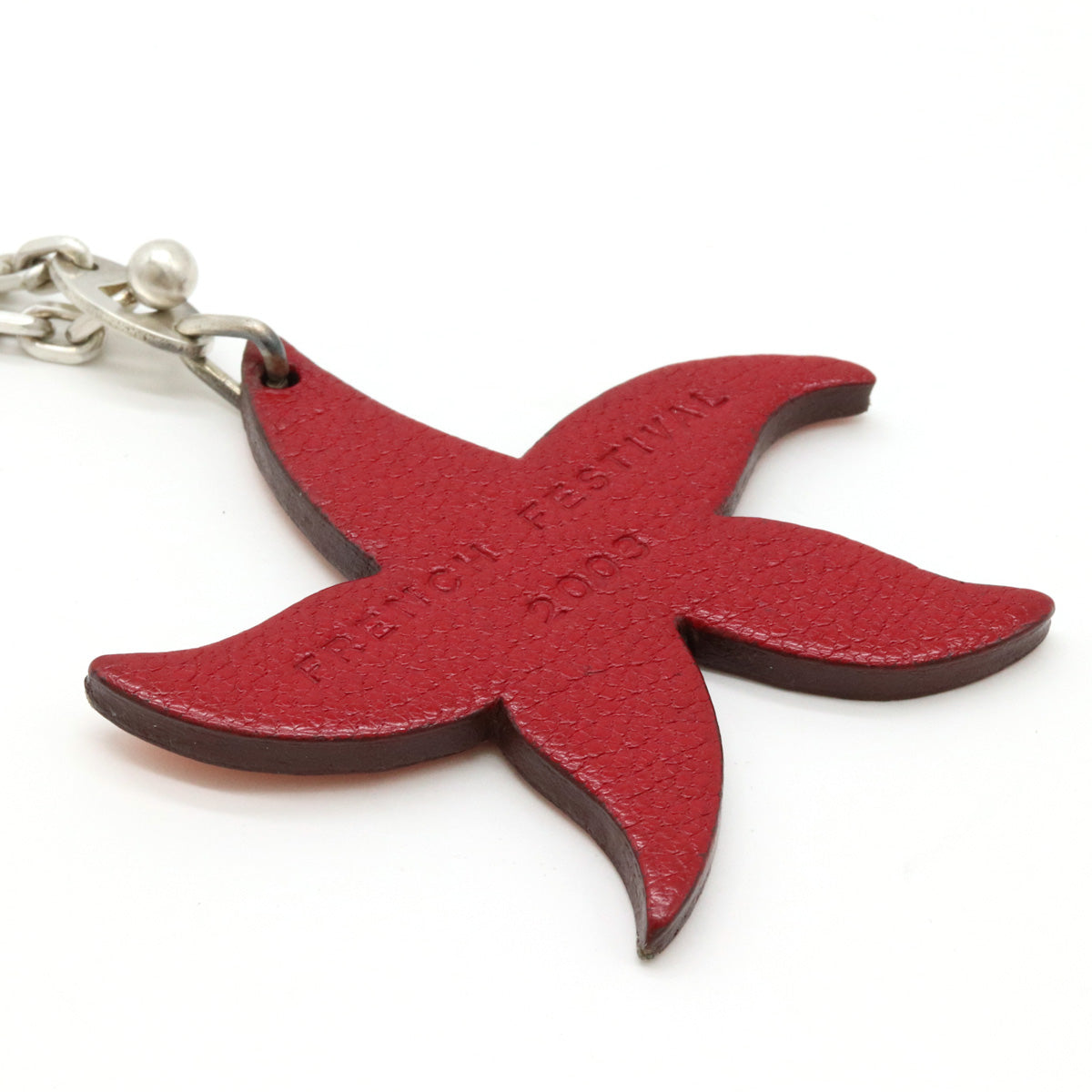 Hermes Leather Bag Charm Key Holder Starfish French Festival in Great Condition