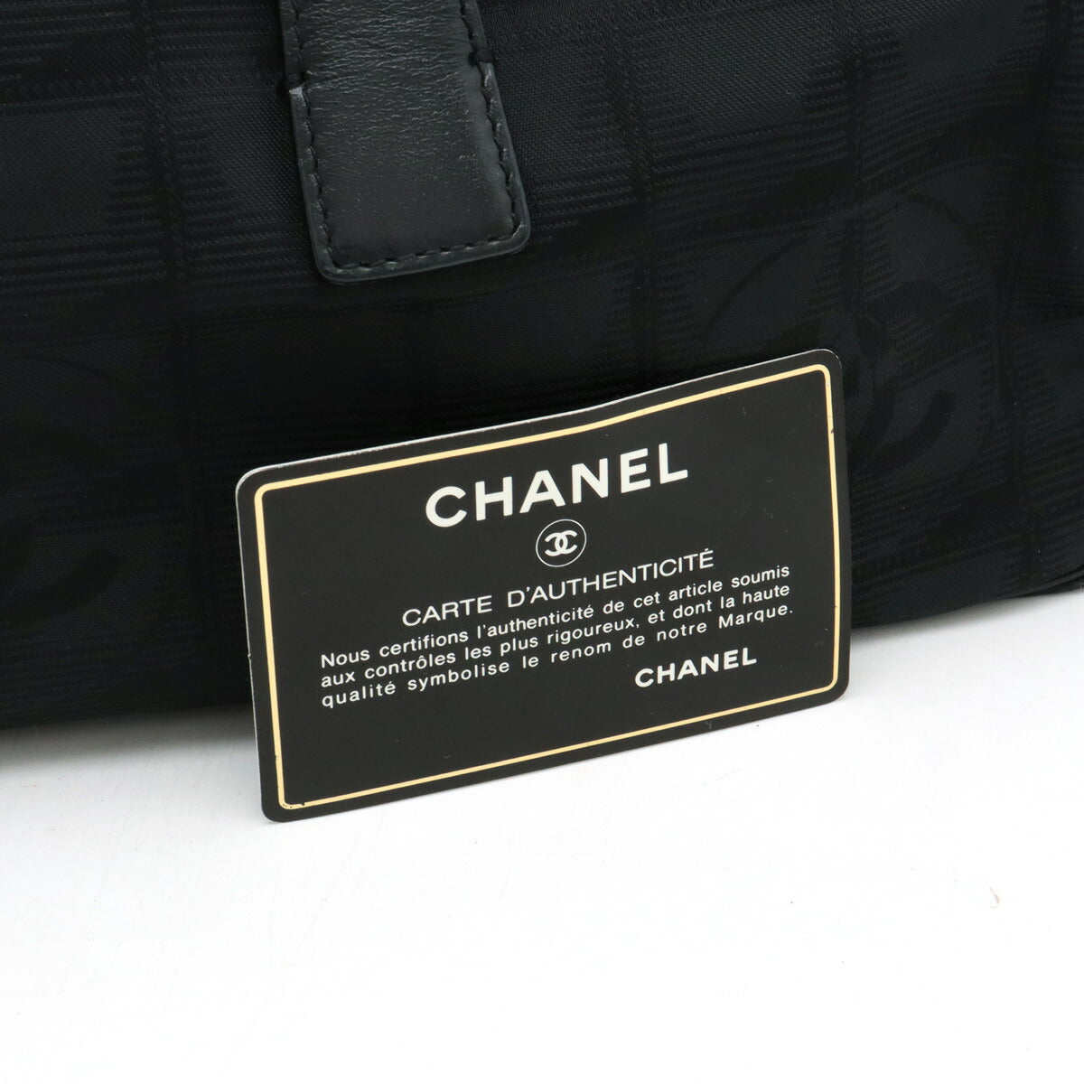 Chanel Nylon Jacquard Leather Mini Boston Bag Black