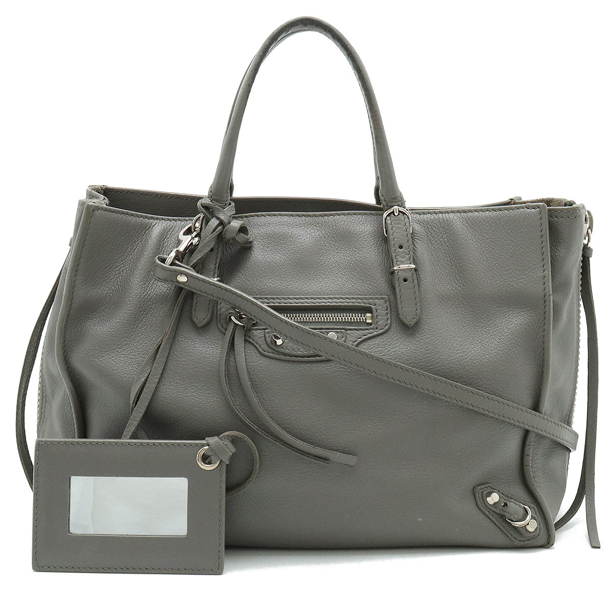 Balenciaga Leather Paper A6 Zip Around Handbag