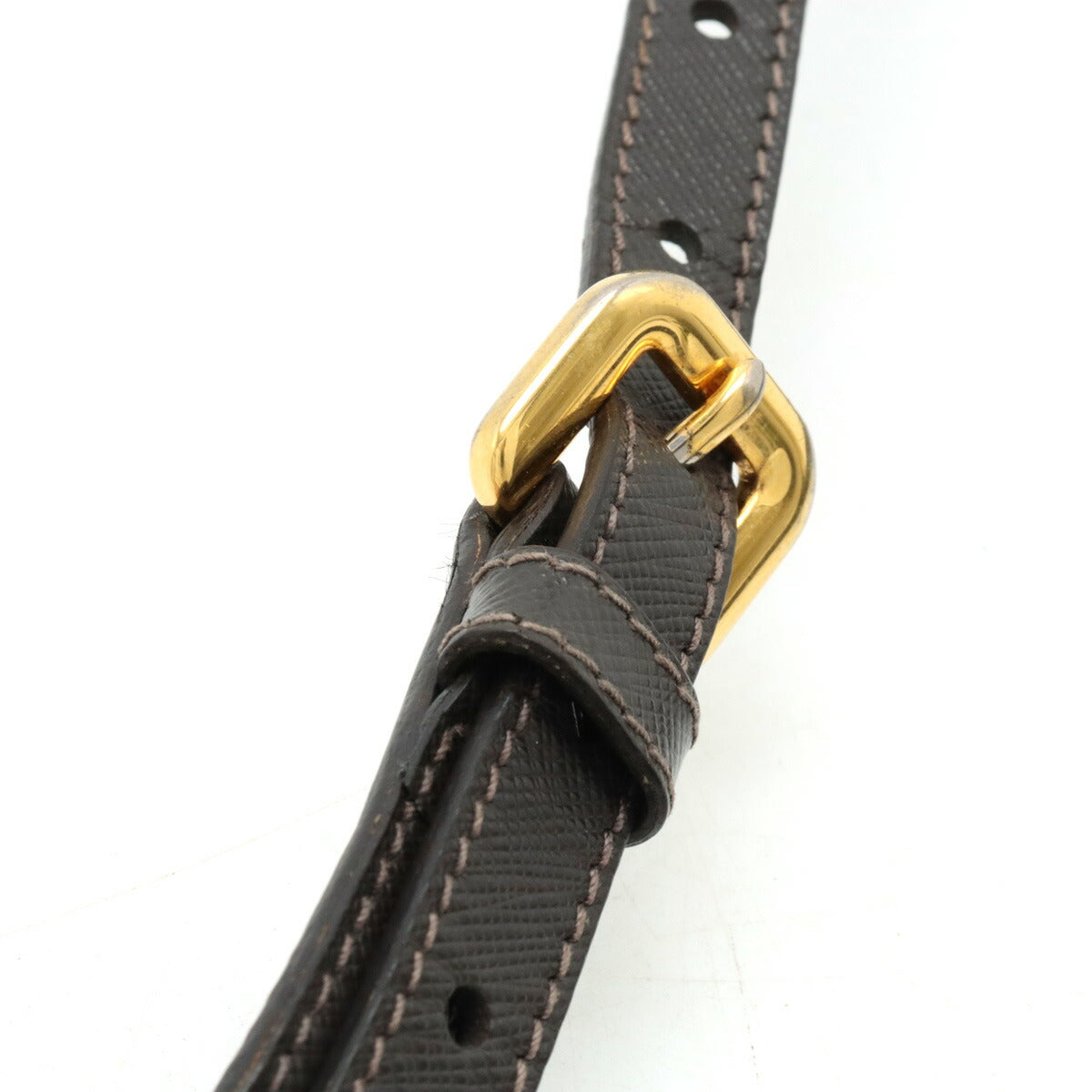 Prada Leather Shoulder Strap Gray Brown