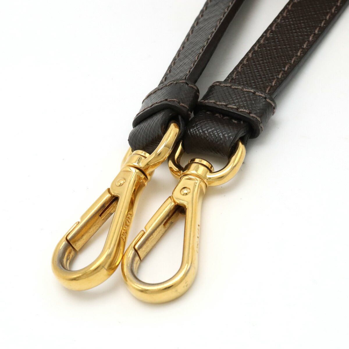 Prada Leather Shoulder Strap Gray Brown