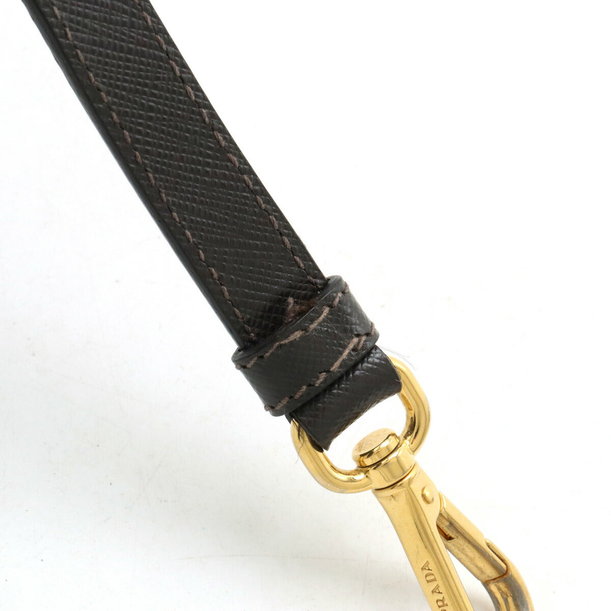 Prada Leather Shoulder Strap Gray Brown