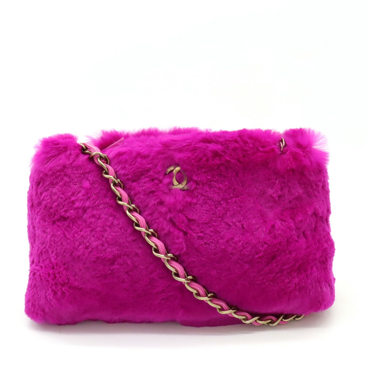 Chanel Rabbit Fur Leather Shoulder Bag