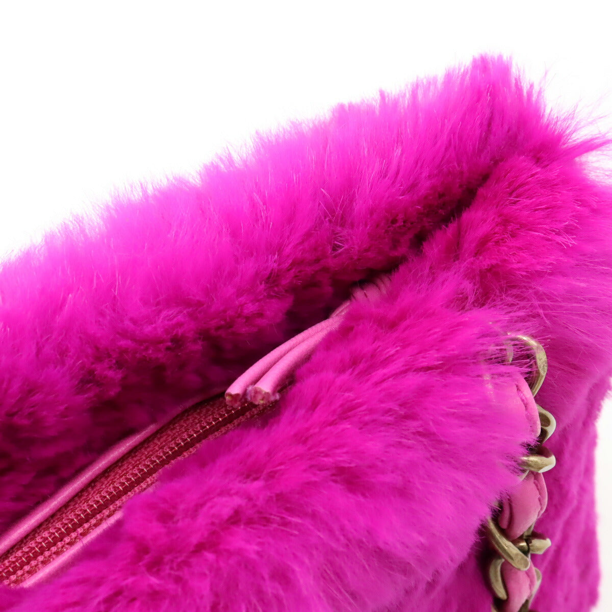 Chanel Rabbit Fur Leather Shoulder Bag