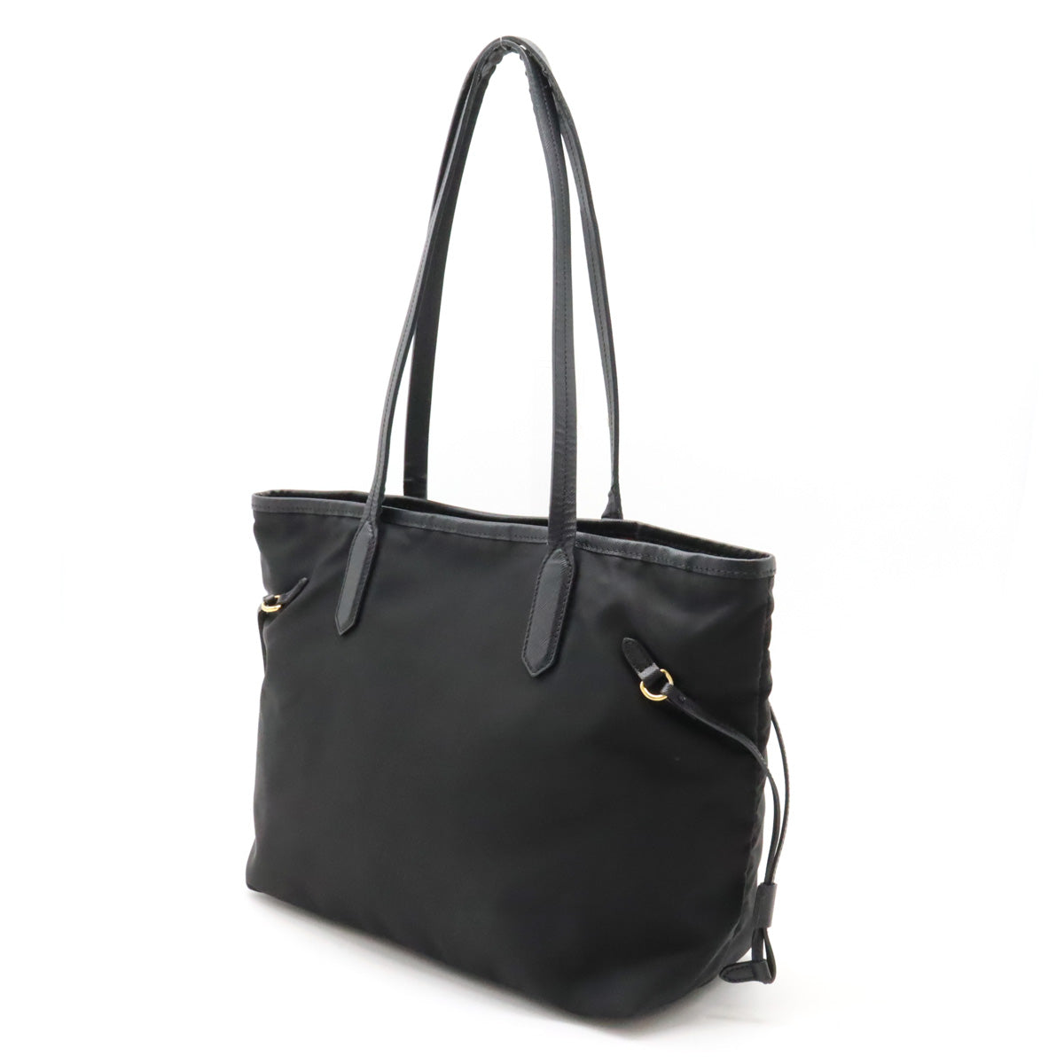 Prada Nylon Leather Tote Bag Black