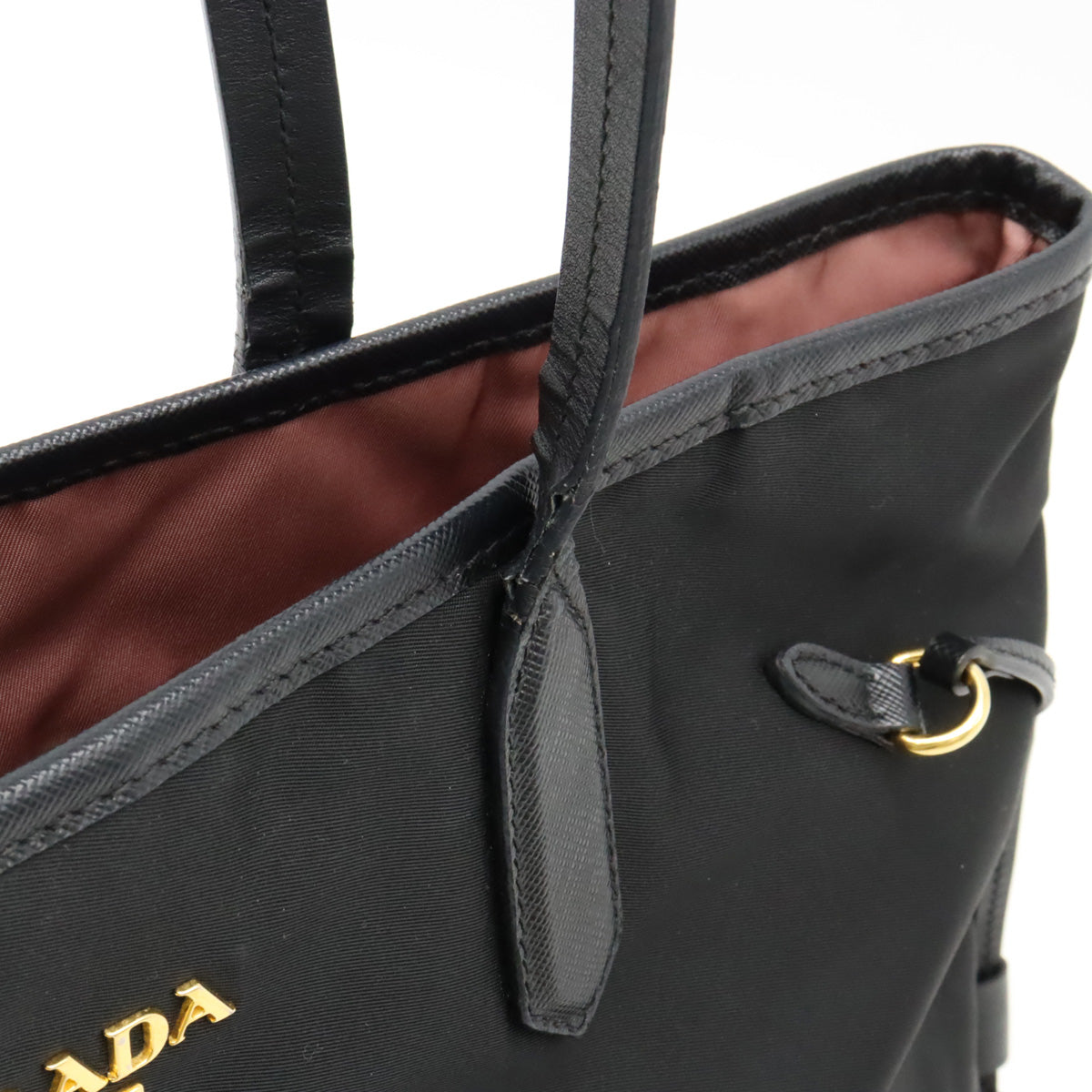 Prada Nylon Leather Tote Bag Black