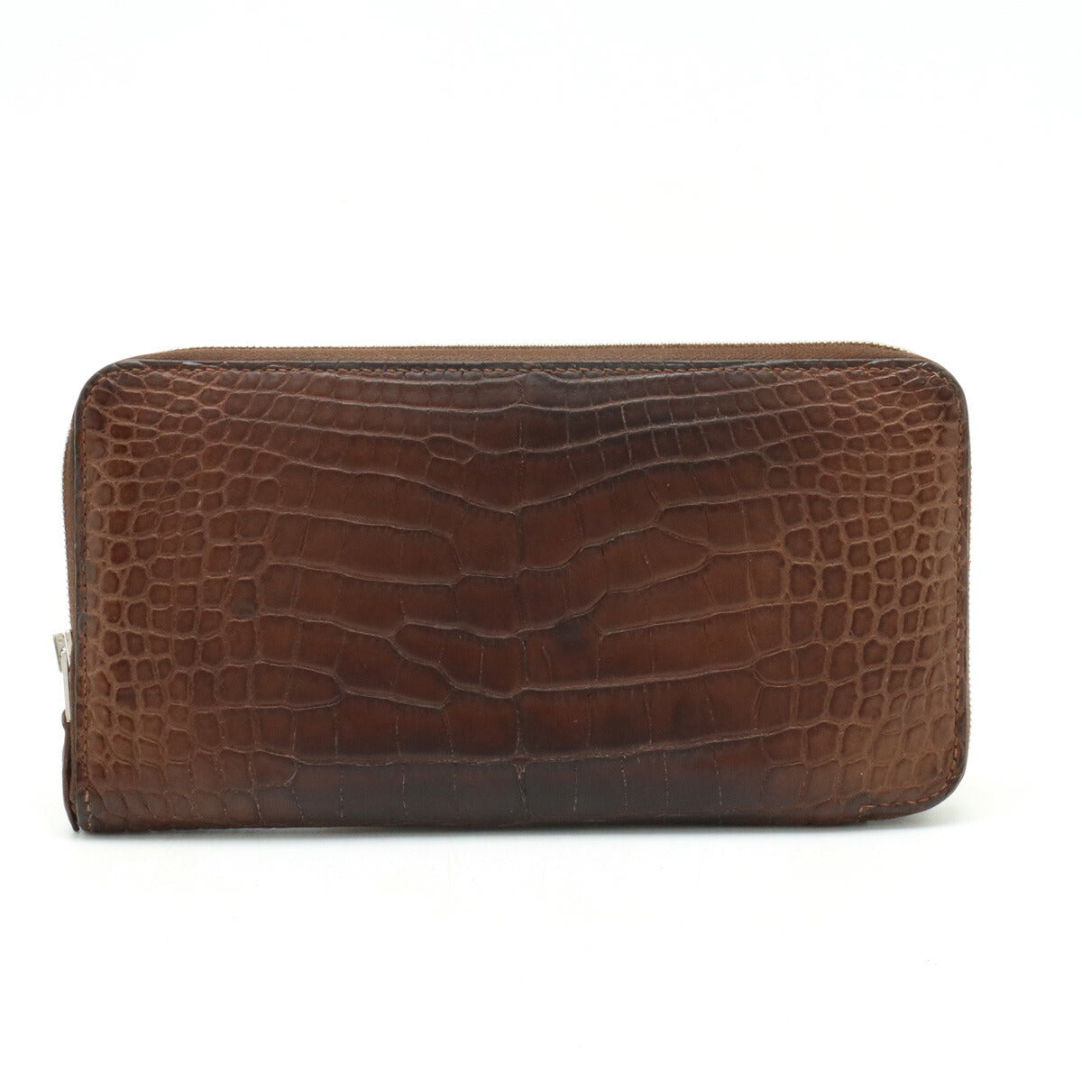 HERMES Azap Long Crocodile Wallet Dark Brown