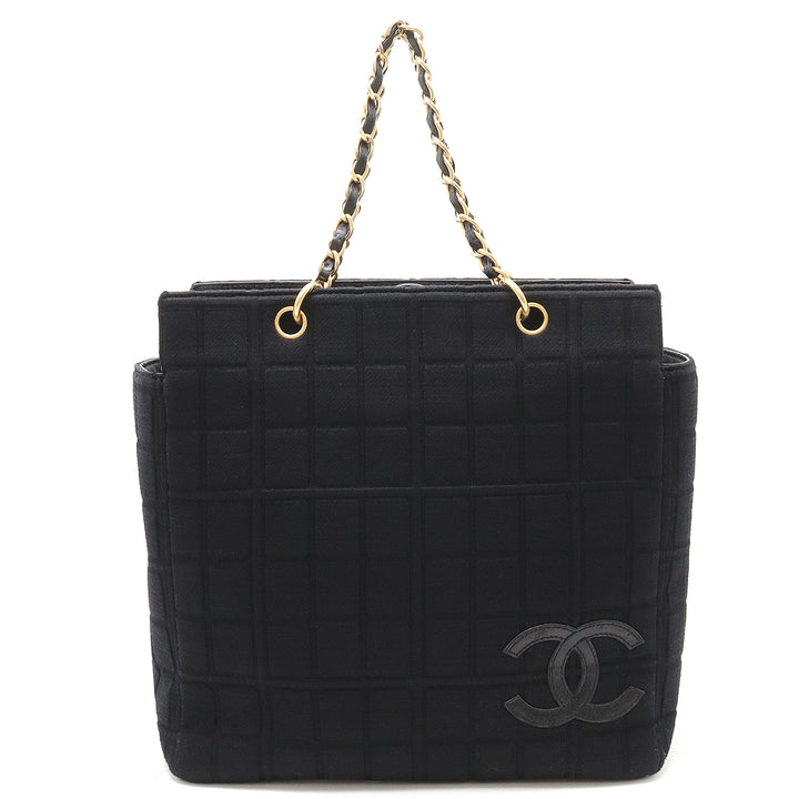 Chanel Cotton Jersey Leather Chain Tote Bag