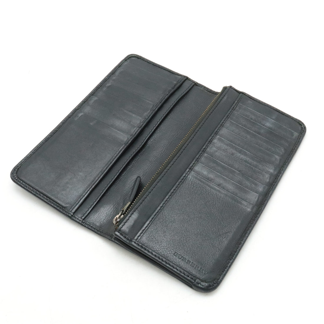 Burberry Leather Bifold Long Wallet Black in Very Good Condition