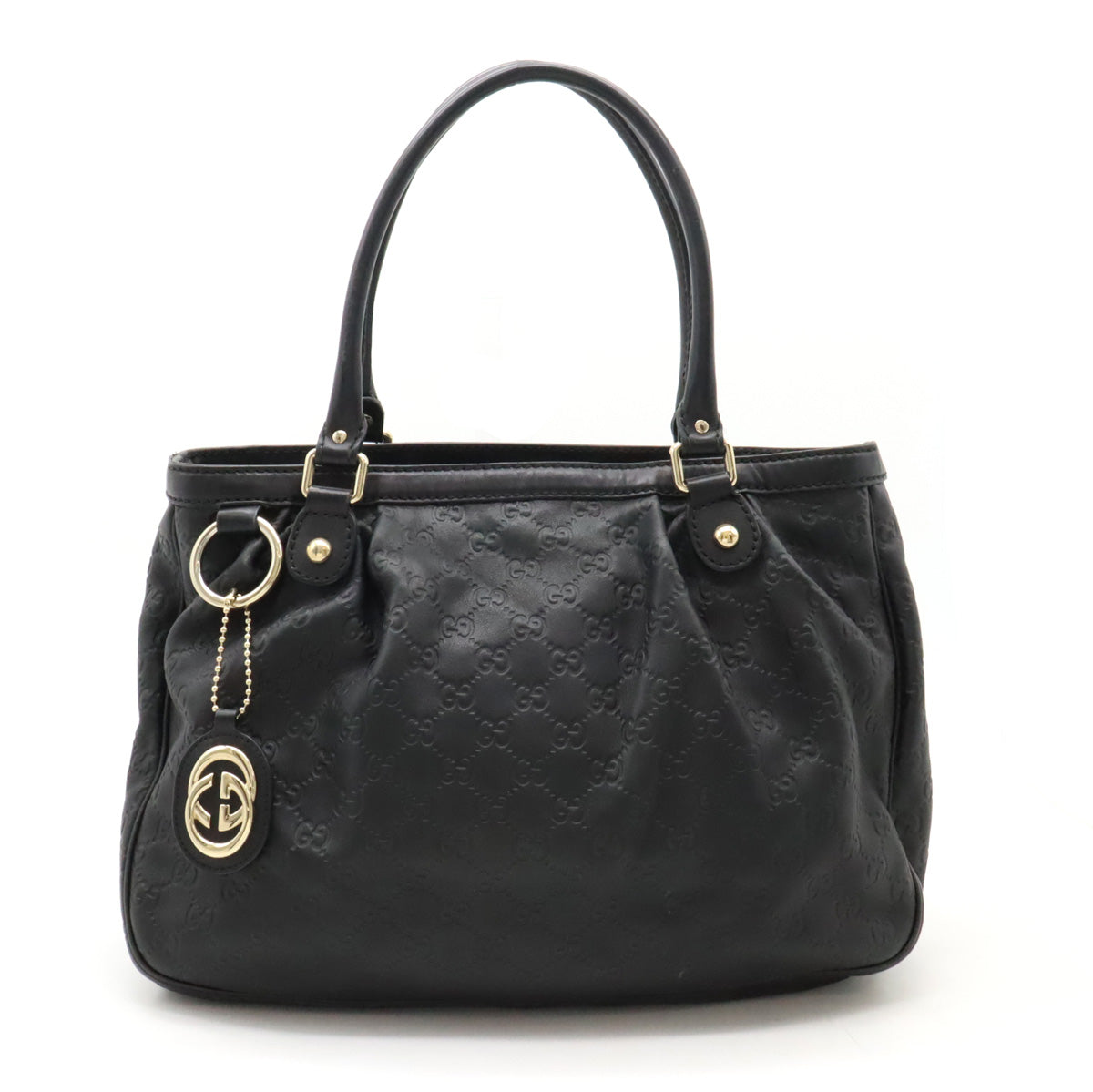 Gucci Sukey Leather Tote Bag Black Gold Hardware in Very Good Condition