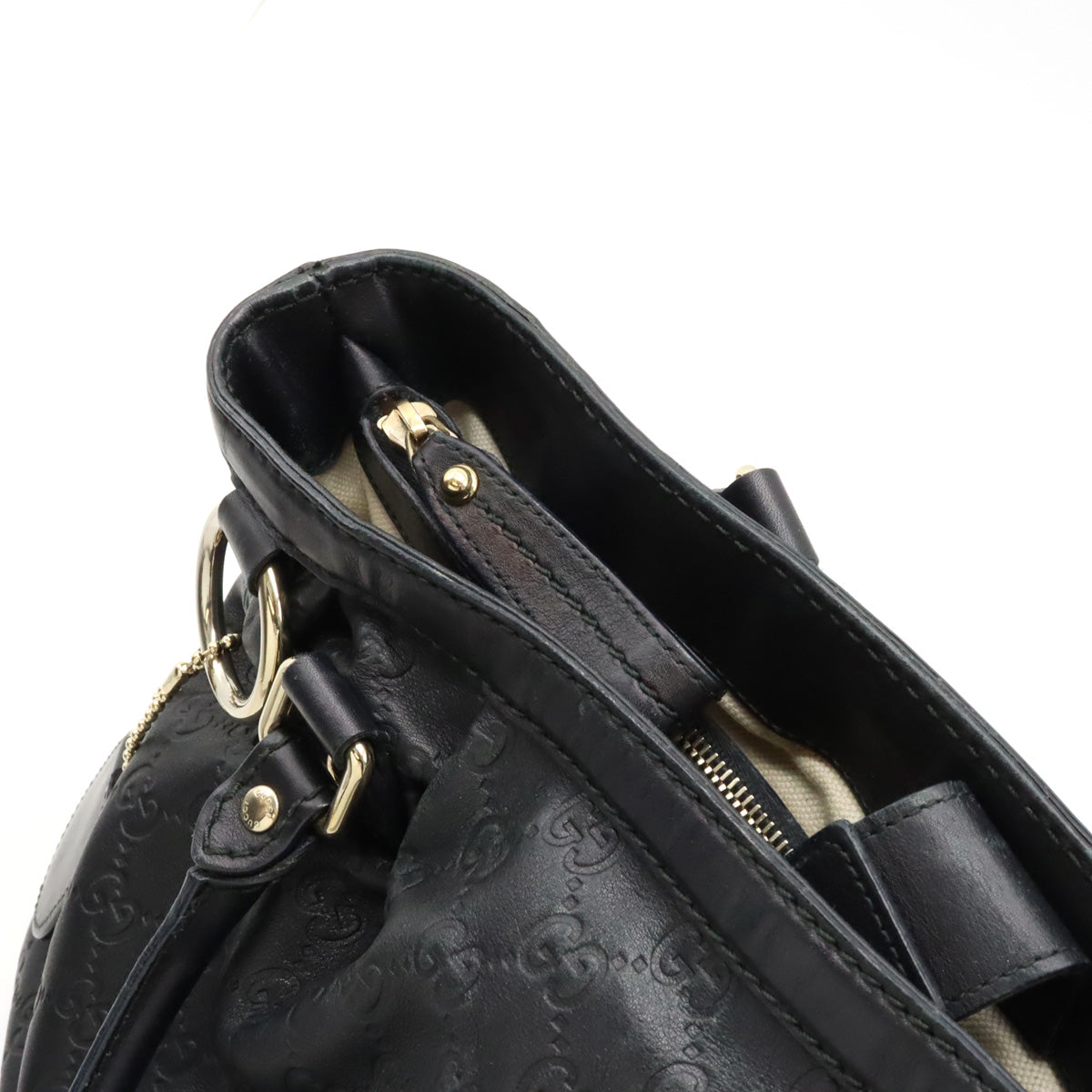 Gucci Sukey Leather Tote Bag Black Gold Hardware in Very Good Condition