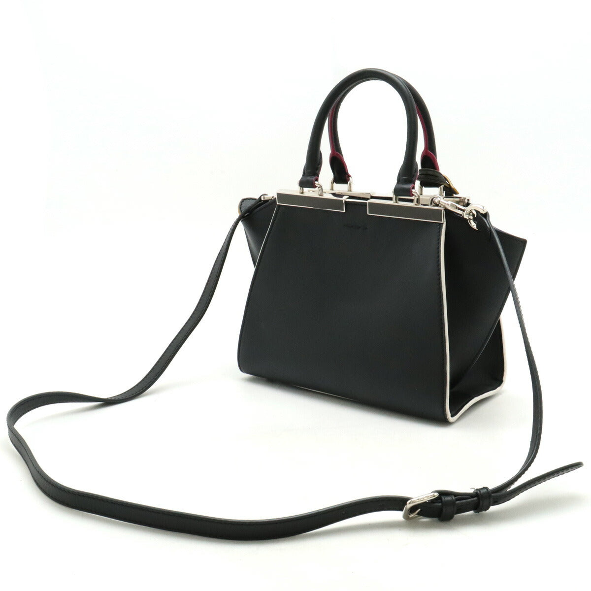 Fendi Leather Petit 2WAY Handbag Black in Very Good Condition