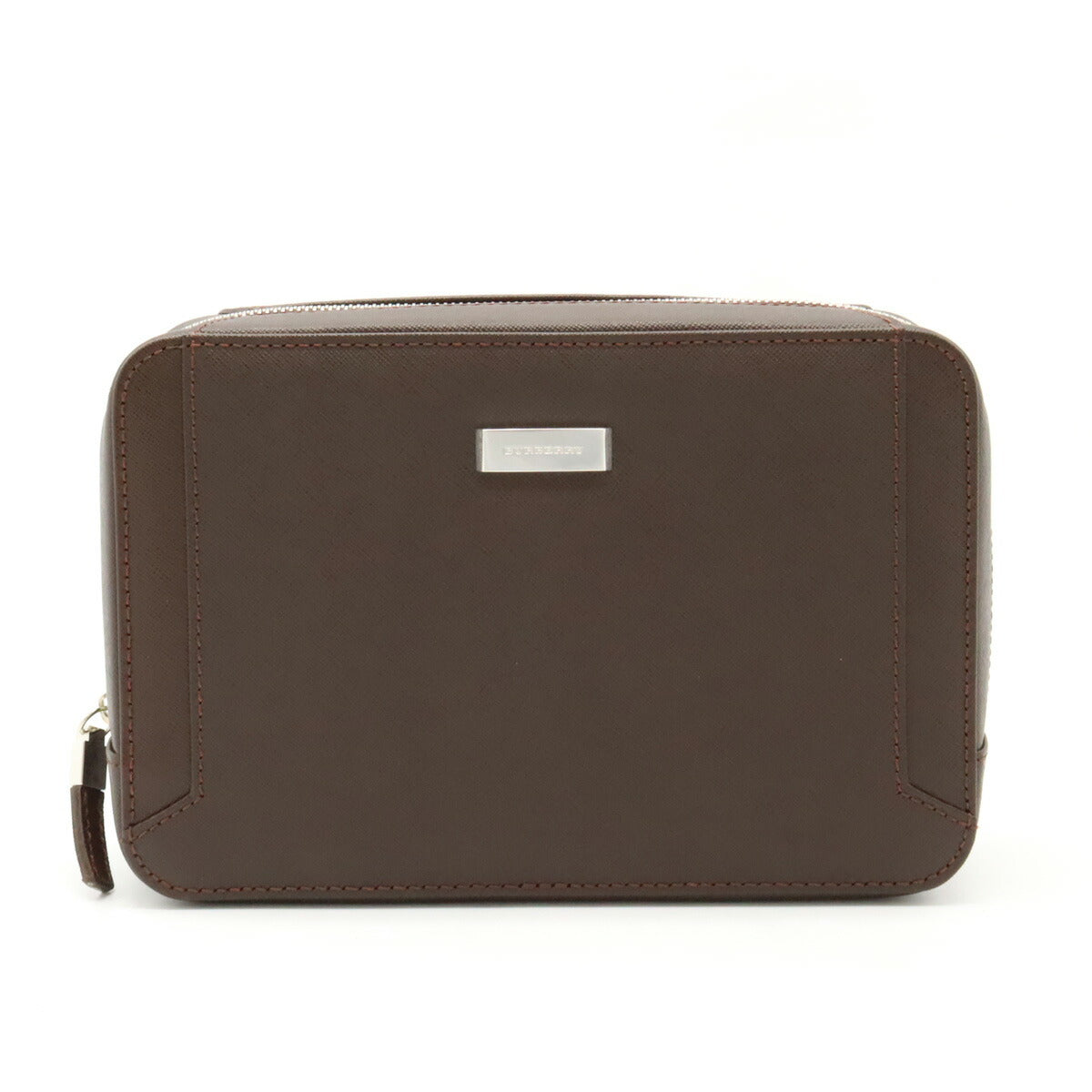 Burberry Leather Clutch Bag Dark Brown