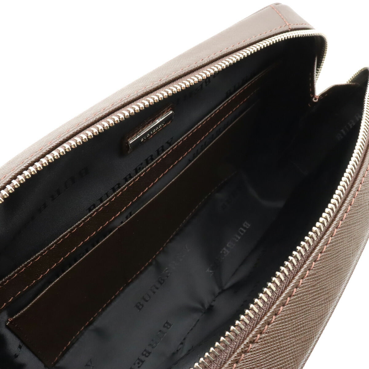 Burberry Leather Clutch Bag Dark Brown