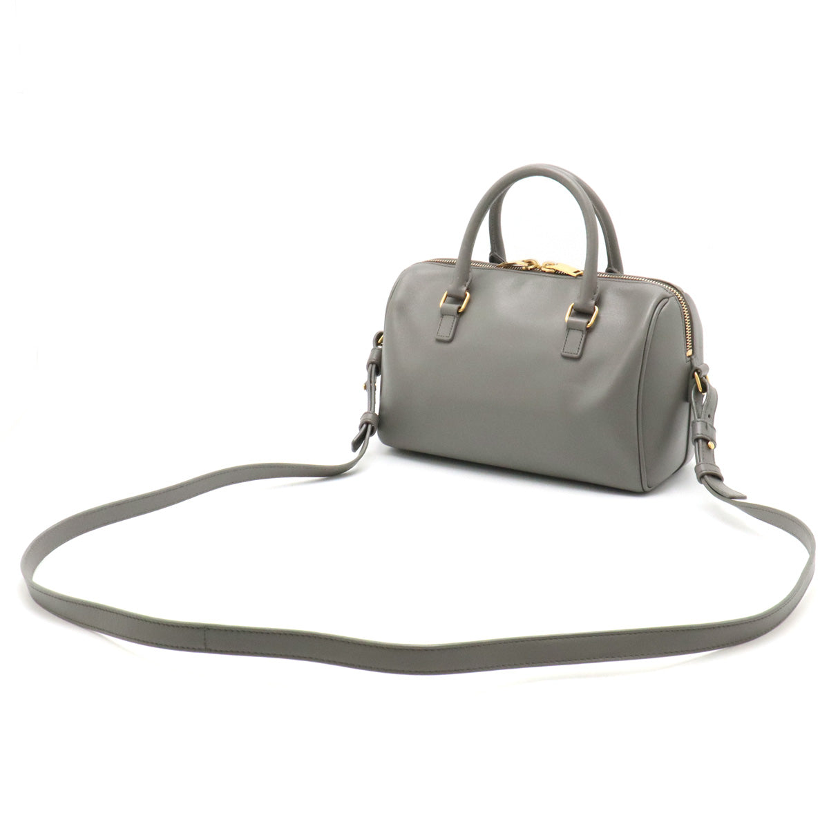 Saint Laurent Leather Baby Duffle Handbag Gray