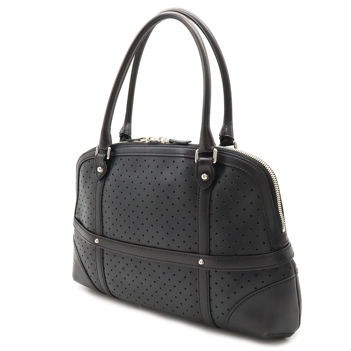 Gucci Leather Interlocking G Shoulder Bag Black