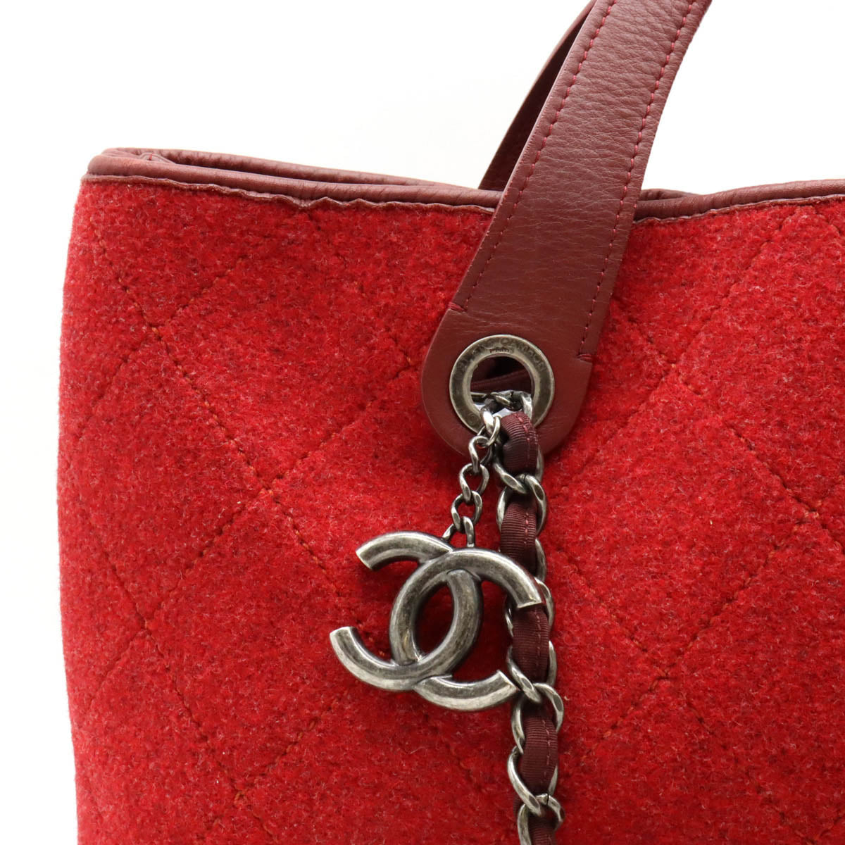 Chanel Matelasse Coco Mark Wool Leather Tote Bag