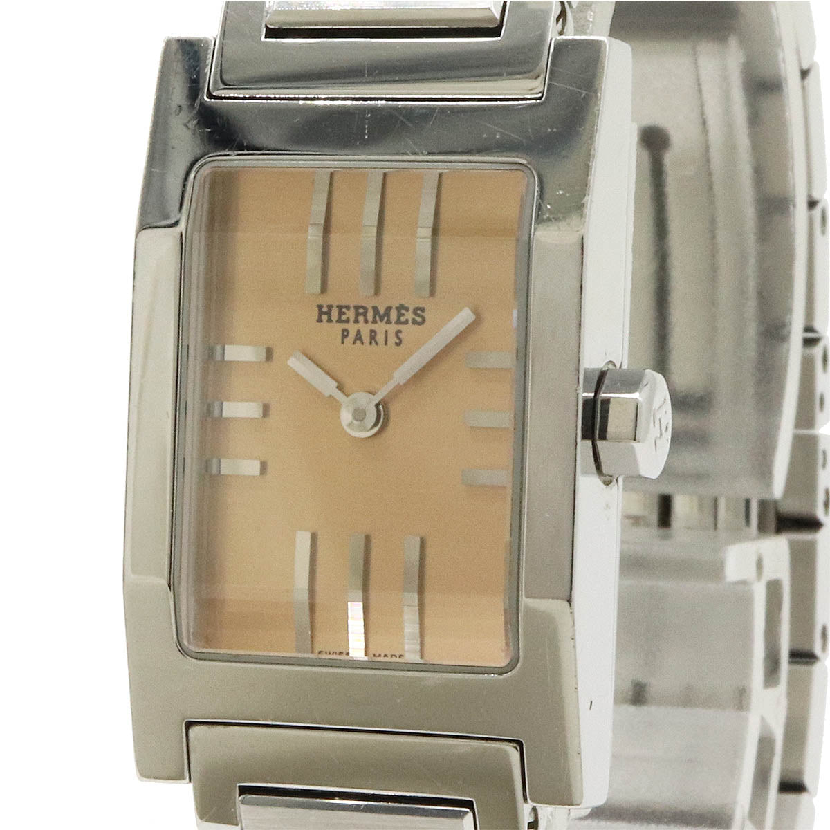 Hermes Tandem Pink Dial Quartz Watch