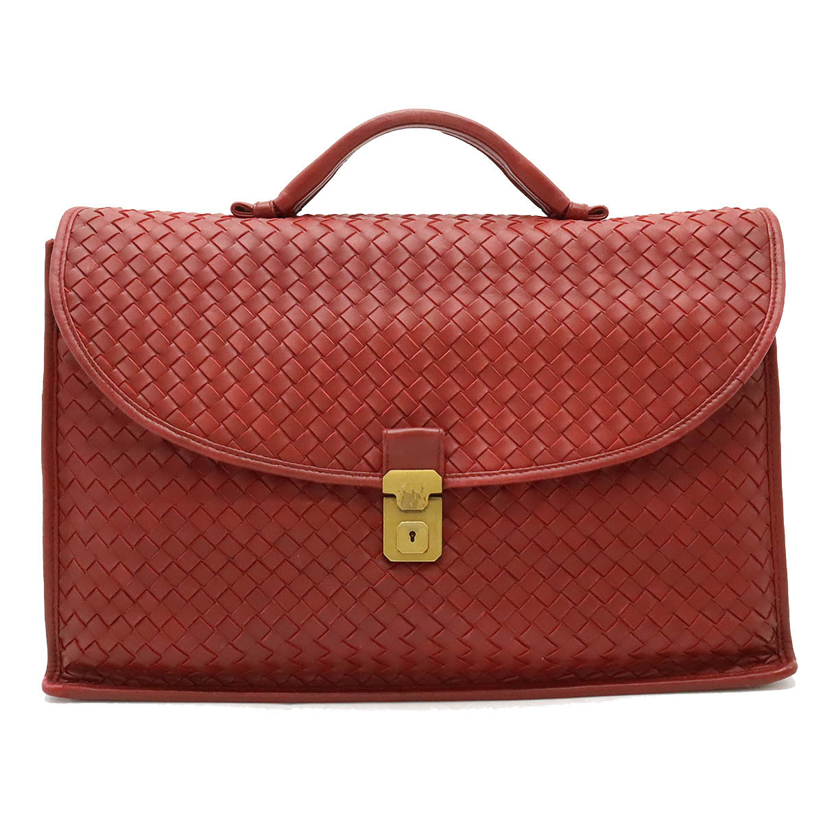 Bottega Veneta Intrecciato Leather Briefcase Red