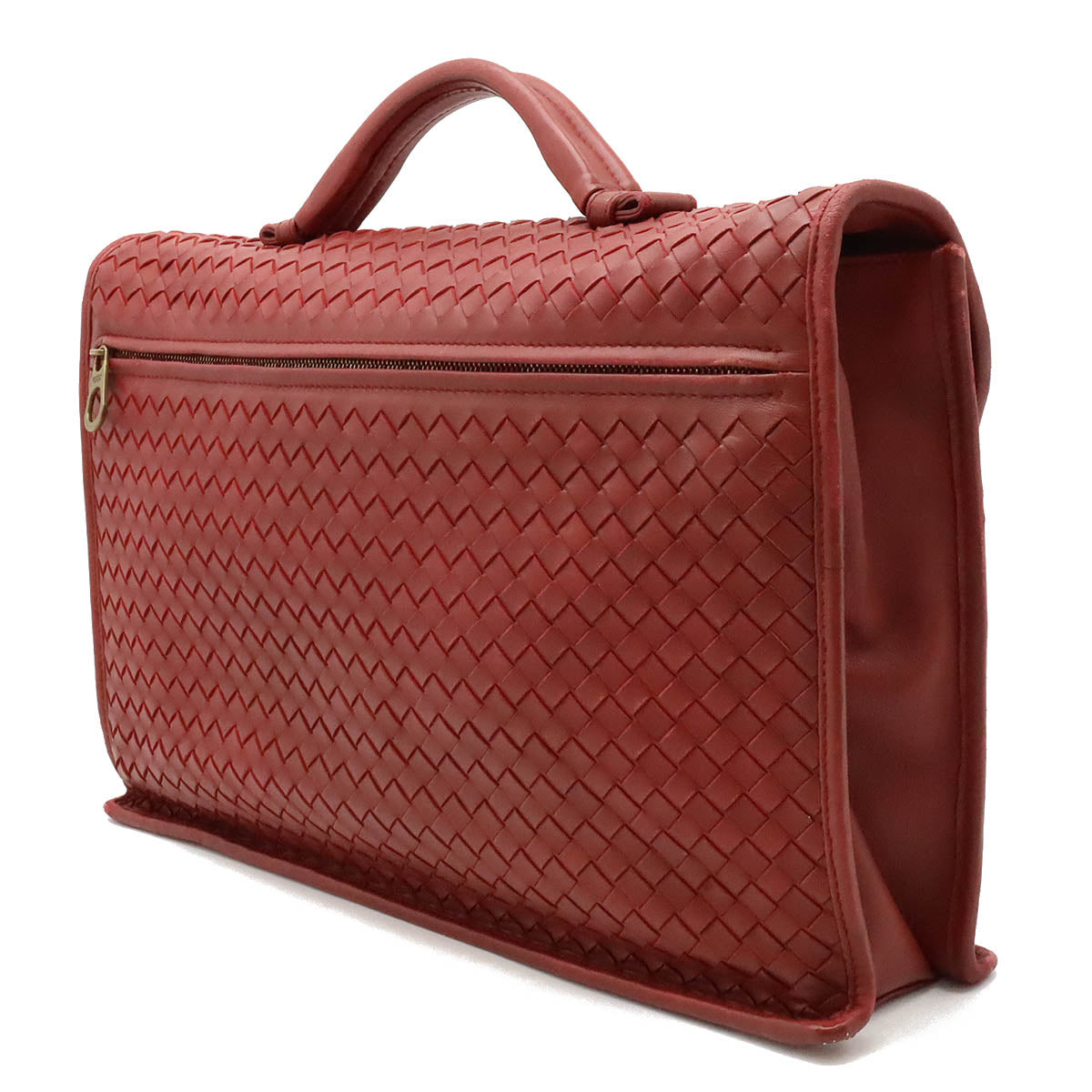 Bottega Veneta Intrecciato Leather Briefcase Red