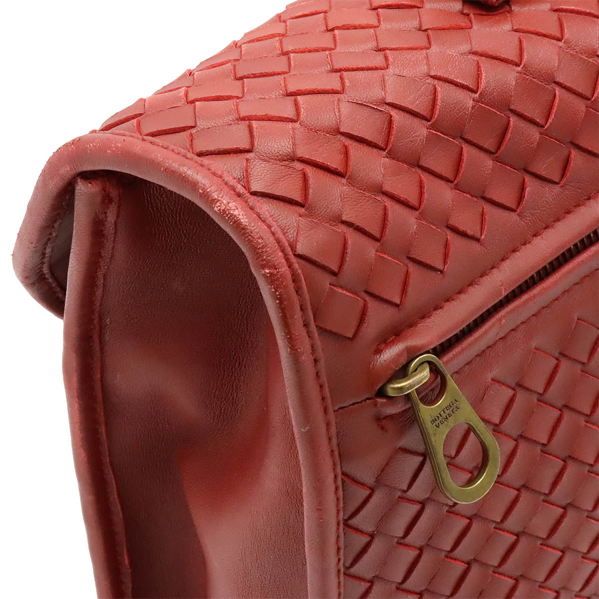 Bottega Veneta Intrecciato Leather Briefcase Red